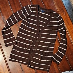Gapkids Brown White Striped Cardigan